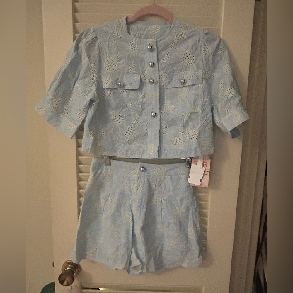 Light Blue High Waist Women Shorts